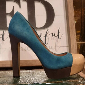 Vince Camuto Jorgie Platform Heel Suede Patent Leather Wmns 10